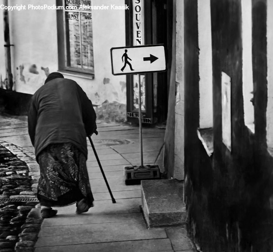 People, Person, Human, Bench, Stick, Alley, Alleyway