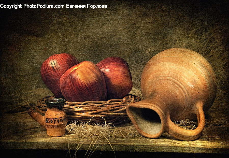 Garlic, Plant, Pot, Pottery