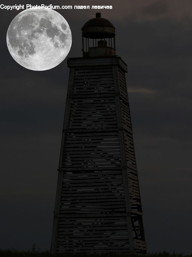Gazebo, Astronomy, Full Moon, Night, Architecture, Tower, Moon