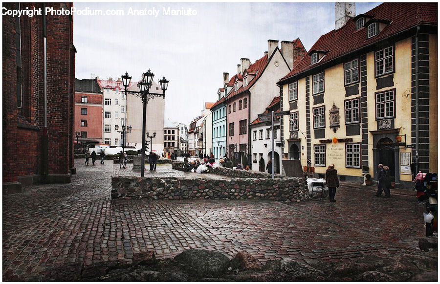 Cobblestone, Pavement, Walkway, Road, Street, Town, Building