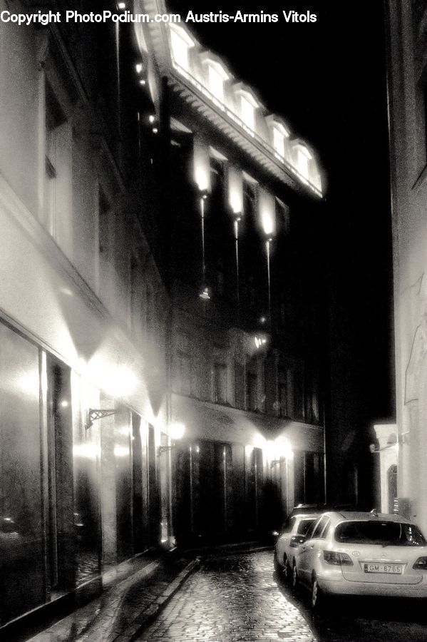Alley, Alleyway, Road, Street, Town, Night, Outdoors