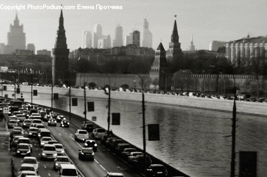 Parking, Parking Lot, City, Downtown, Traffic Jam, Urban, Intersection