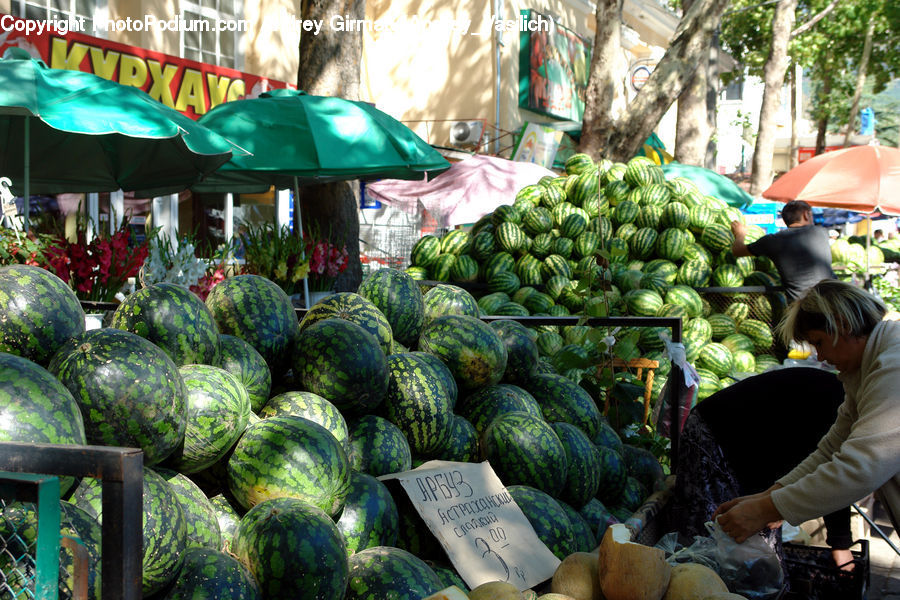 Umbrella, People, Person, Human, Market, Produce, Fruit