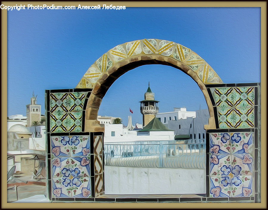 Collage, Poster, Arch, Furniture, Building