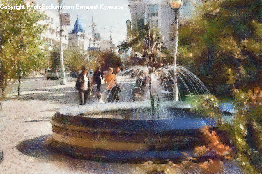 Fountain, Water, Art, Soil
