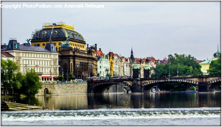 Bridge, Building, Housing, Villa, City, Downtown, Canal