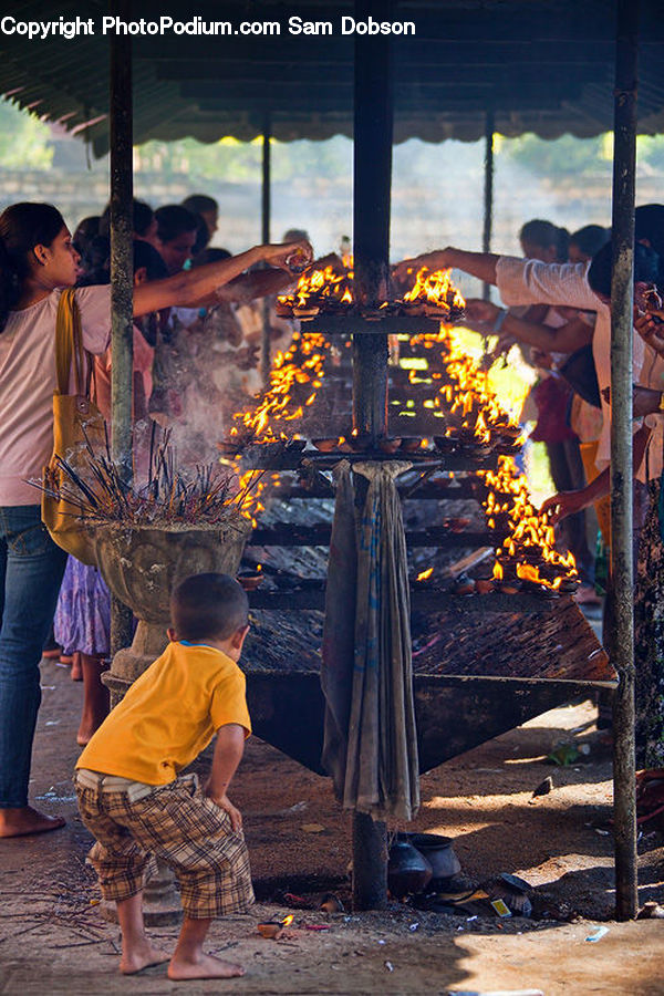 People, Person, Human, Fire, Costume, Sari, Forge