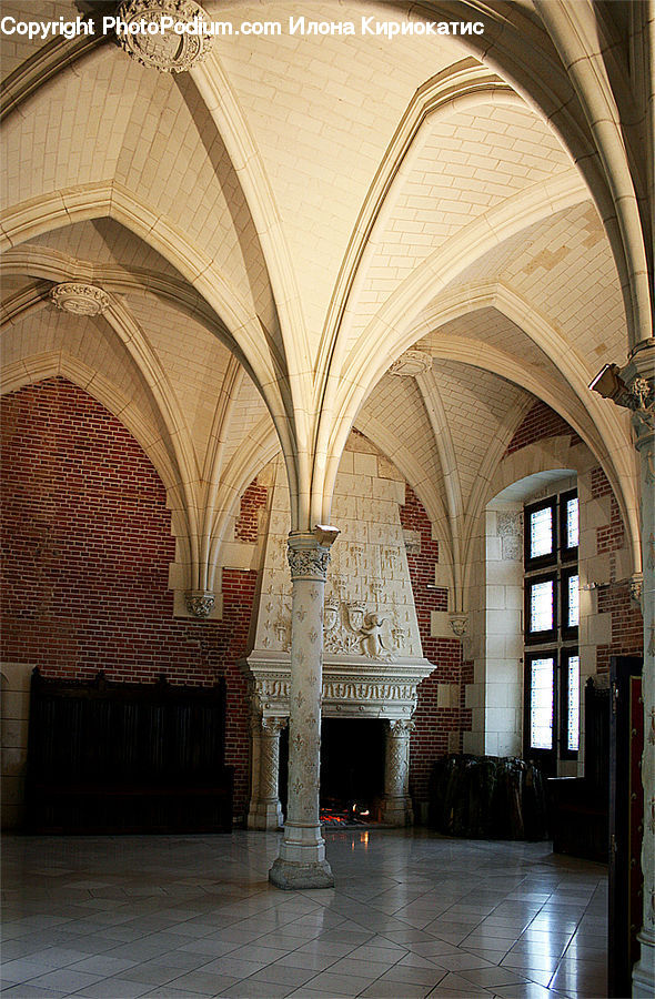 Crypt, Brick, Fireplace, Hearth, Aisle, Corridor, Arch