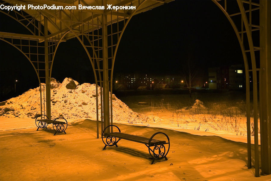 Bench, Deck, Porch, Gazebo, Car, Wagon, Hotel