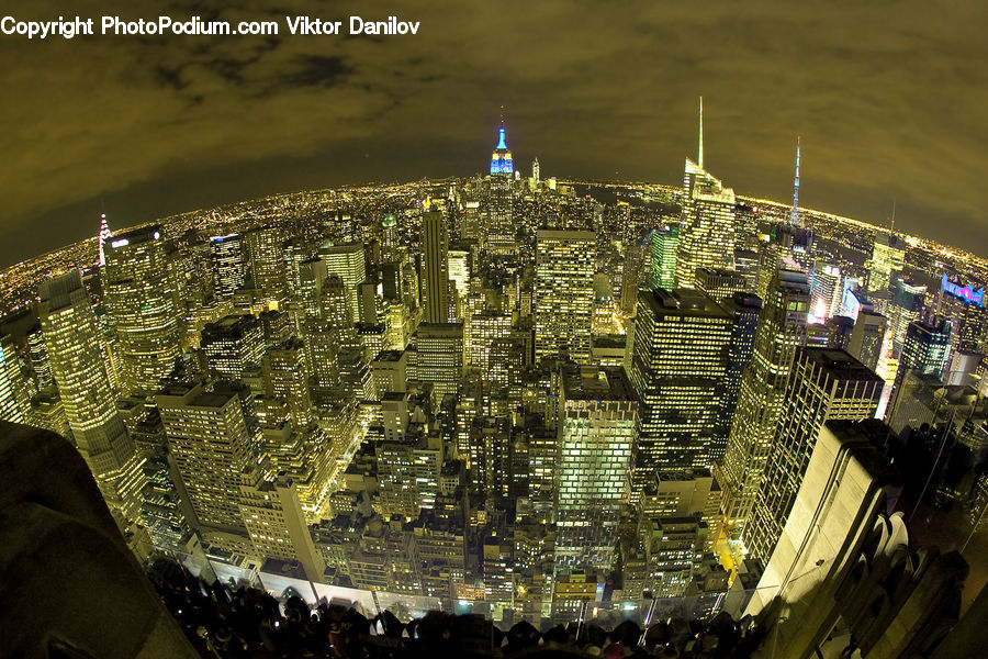 City, Downtown, Aerial View, Metropolis, Urban, Arena, Architecture