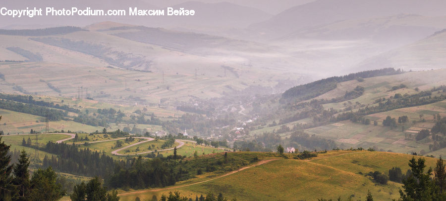 Mountain, Mountain Range, Outdoors, Aerial View, Crest, Peak, Field