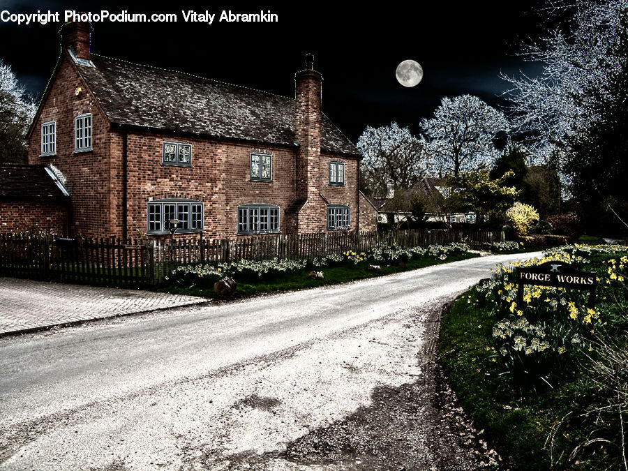 Brick, Building, Cottage, Housing, Boardwalk, Path, Pavement