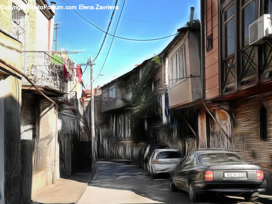 Parking, Parking Lot, Alley, Alleyway, Road, Street, Town