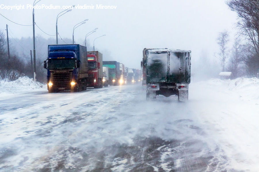 Blizzard, Outdoors, Snow, Weather, Winter, Trailer Truck, Truck