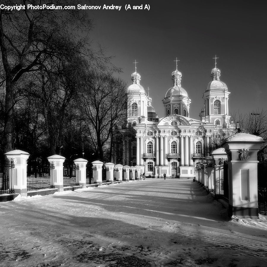Architecture, Cathedral, Church, Worship, Night, Outdoors, Downtown