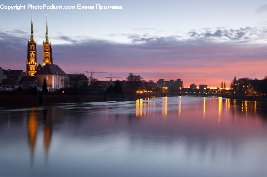 Dawn, Dusk, Red Sky, Sky, Sunrise, Sunset, Architecture