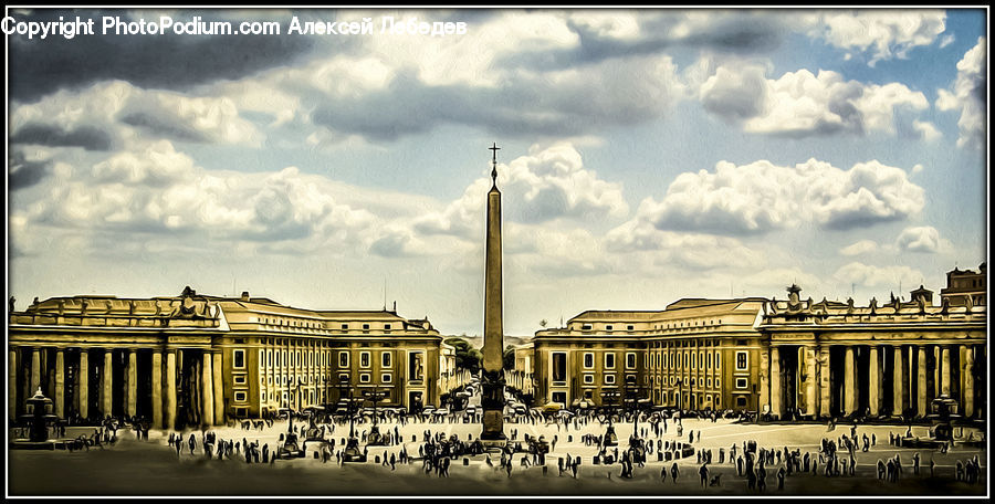 Architecture, Downtown, Plaza, Town Square, City, Building, Urban