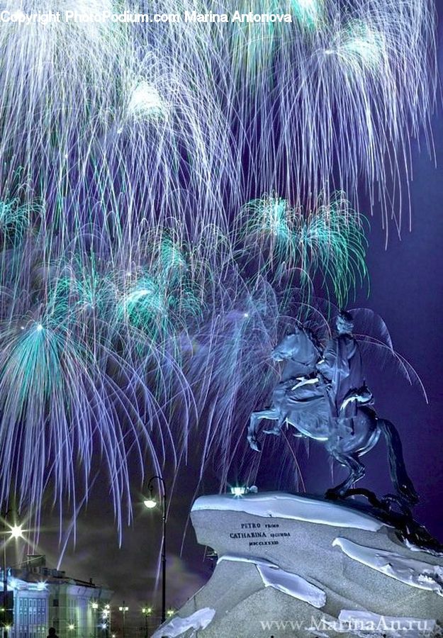 Fireworks, Night, Stage, Lighting