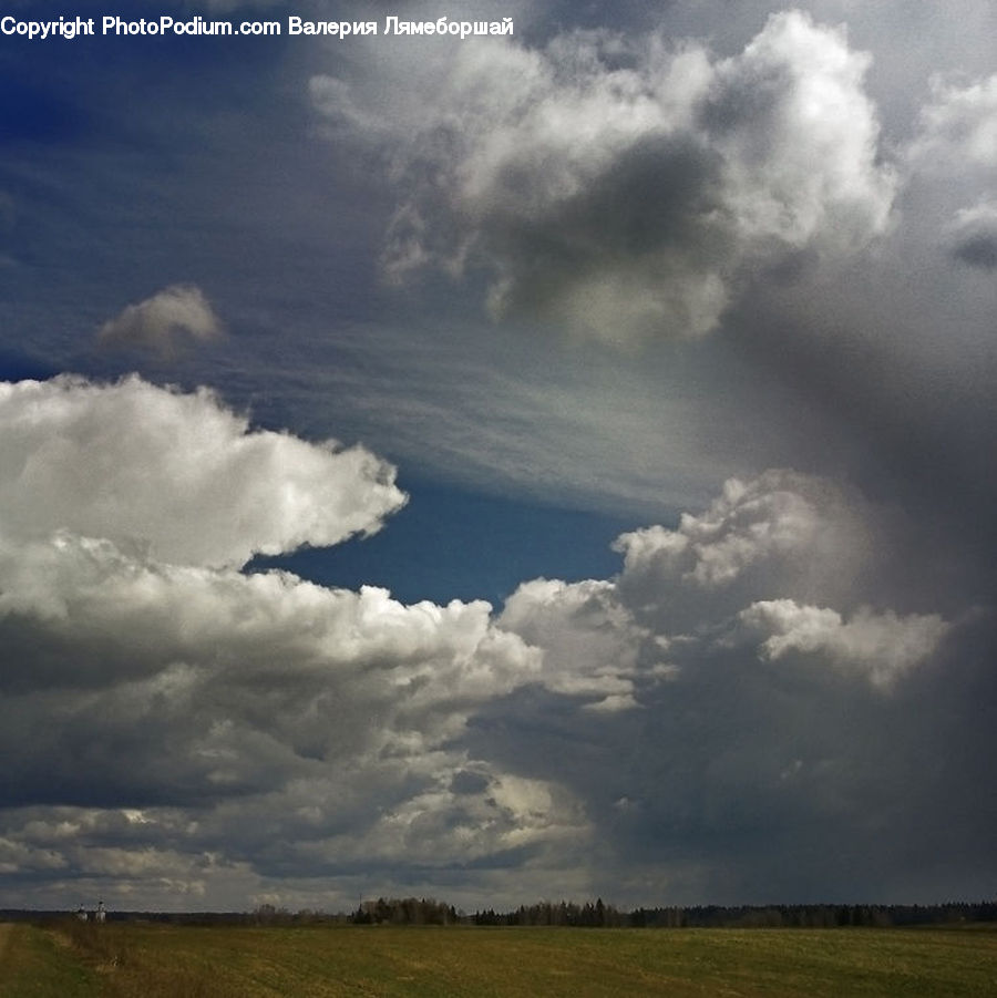 Cloud, Cumulus, Sky, Azure Sky, Outdoors, Field, Grass