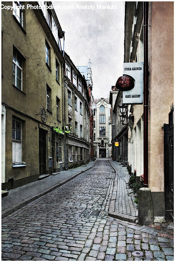 Cobblestone, Pavement, Walkway, Building, Downtown, Town, Alley