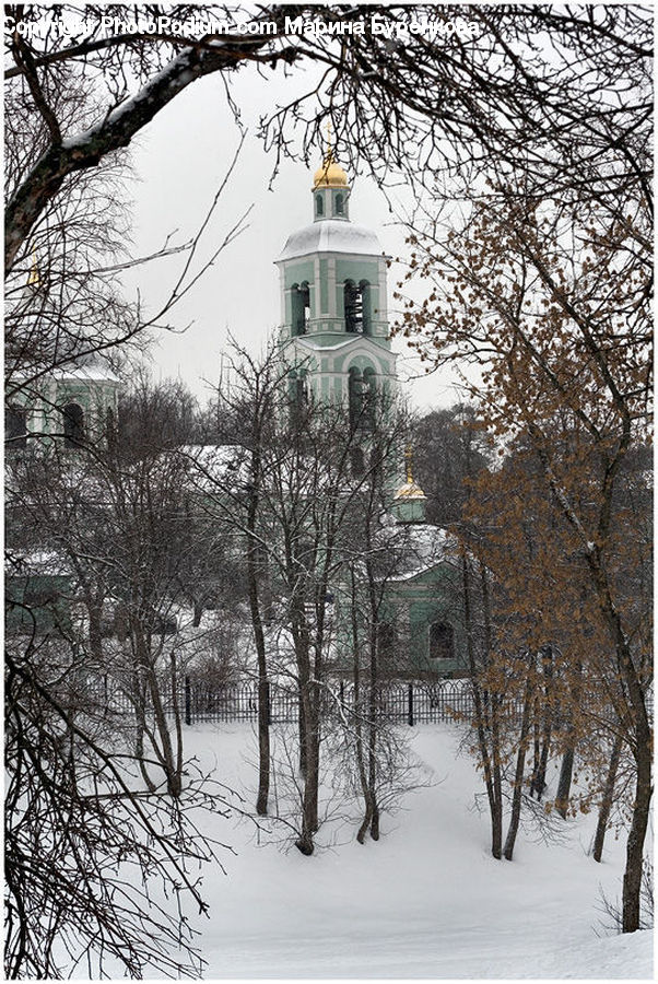 Architecture, Church, Worship, Ice, Outdoors, Snow, Spire