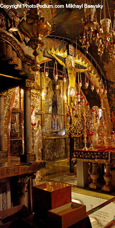 Chandelier, Lamp, Architecture, Shrine, Temple, Worship, Altar