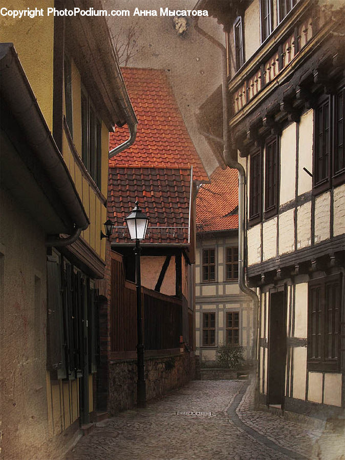 Brick, Alley, Alleyway, Road, Street, Town, Balcony