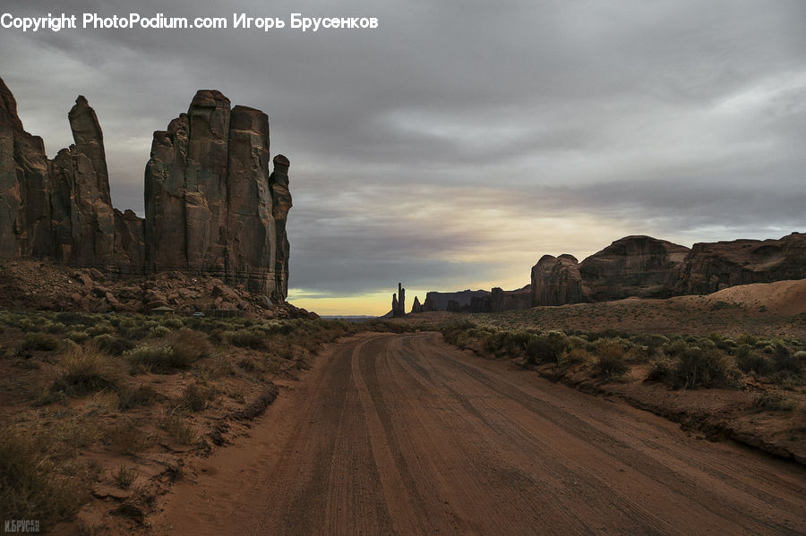 Dirt Road, Gravel, Road, Cliff, Outdoors, Rock, Column