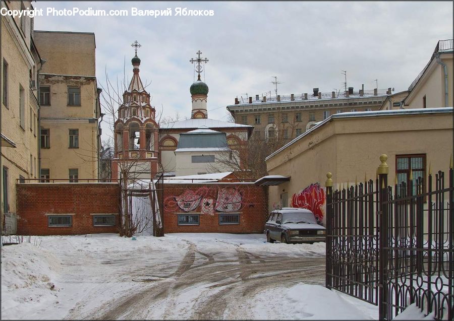Brick, Architecture, Church, Worship, Ice, Outdoors, Snow