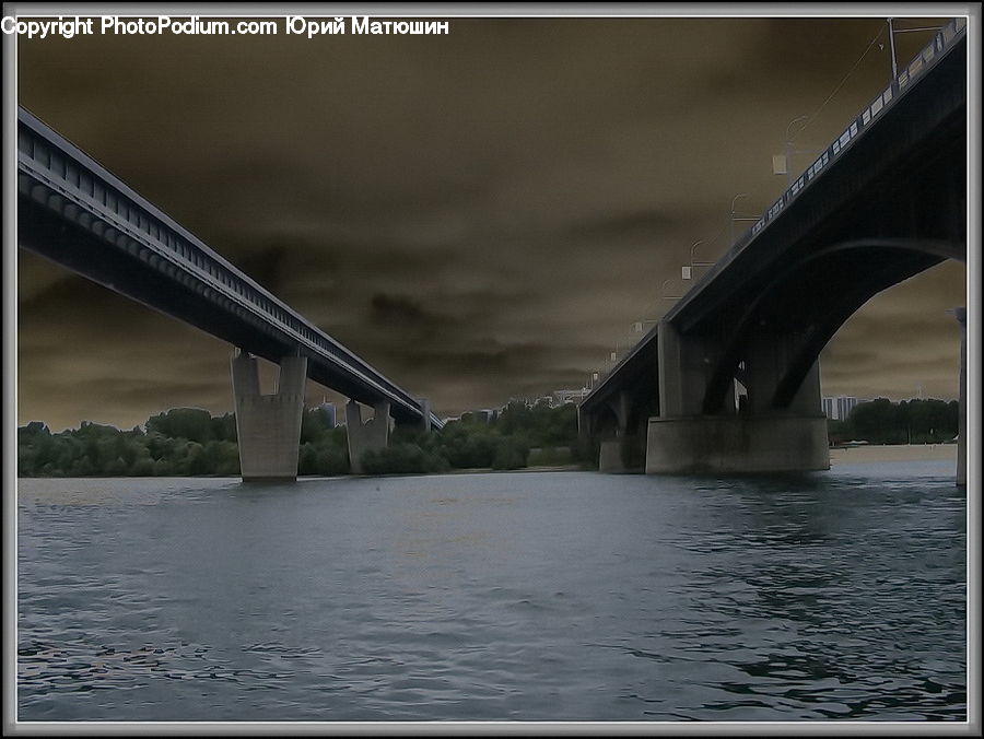 Bridge, Outdoors, River, Water, Building