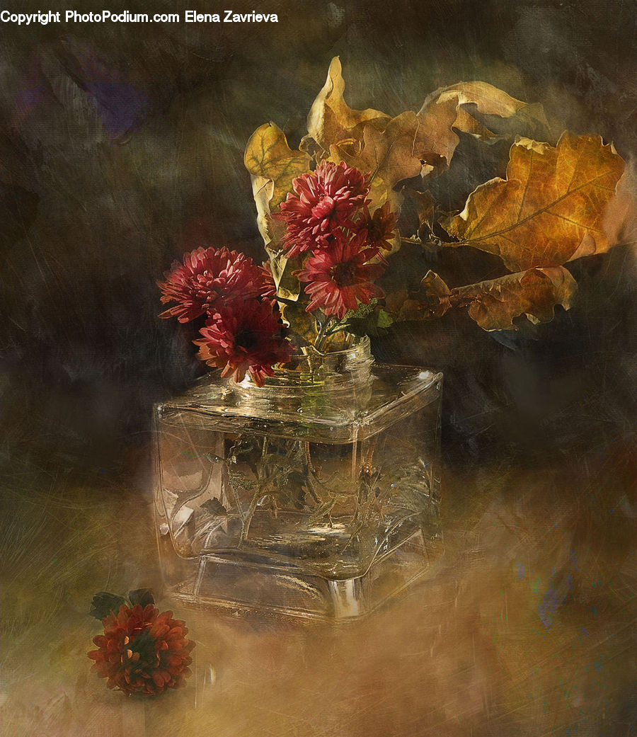 Art, Painting, Maple, Maple Leaf, Plant, Potted Plant, Oak