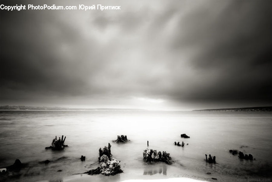 Beach, Coast, Outdoors, Sea, Water, Fog, Mist