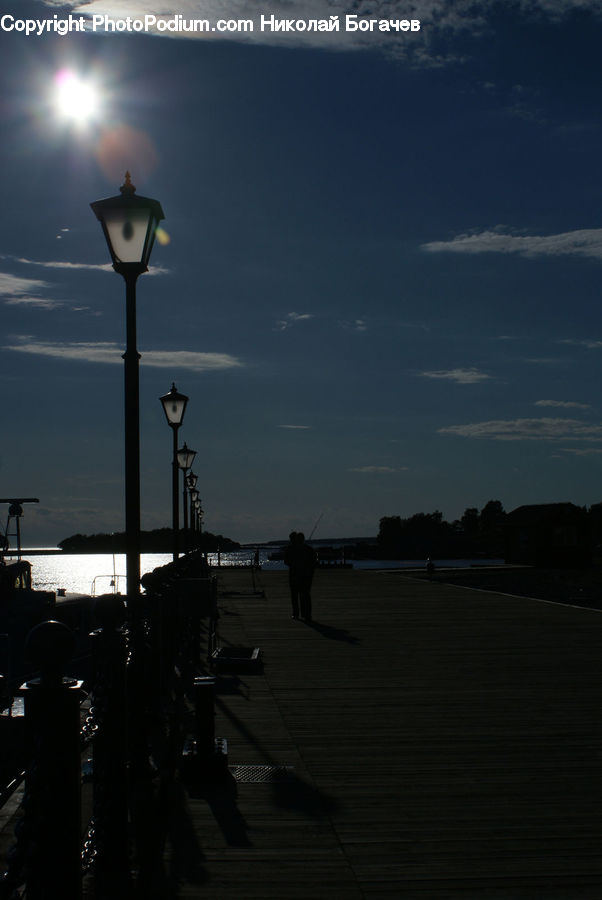 Lamp Post, Pole, Boardwalk, Deck, Path, Sidewalk, Walkway