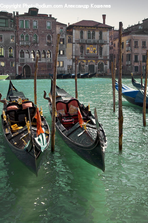 Boat, Gondola, Watercraft, Dock, Landing, Pier, Building