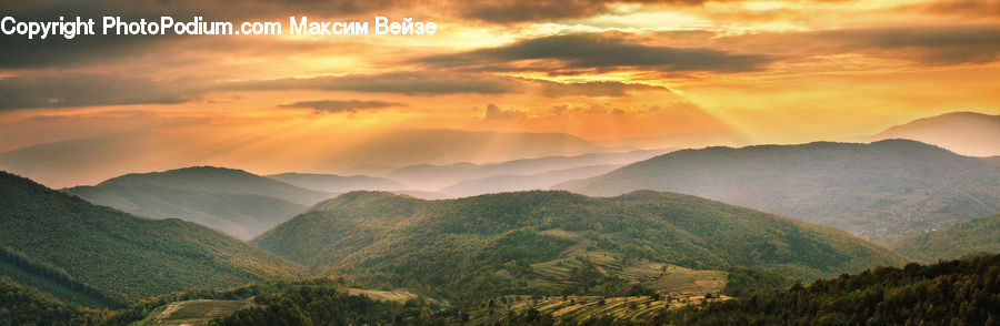 Mountain, Mountain Range, Outdoors, Dawn, Dusk, Sky, Sunrise