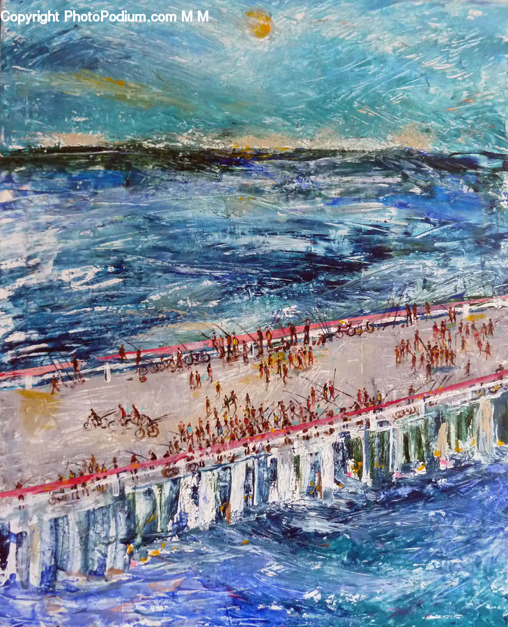 Piste, Skiing, Snow, Snowboarding, Art, Painting, Arctic