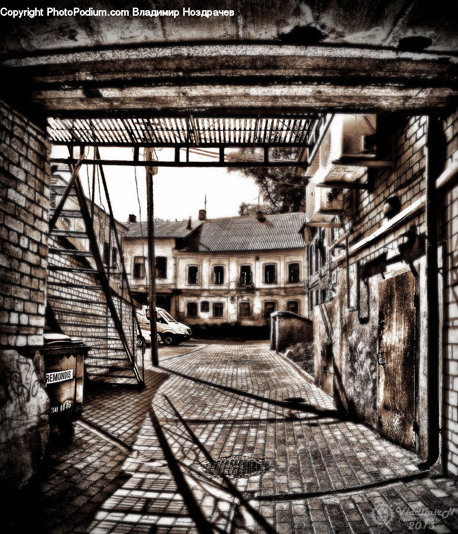 Patio, Pergola, Porch, Cobblestone, Pavement, Walkway, Alley