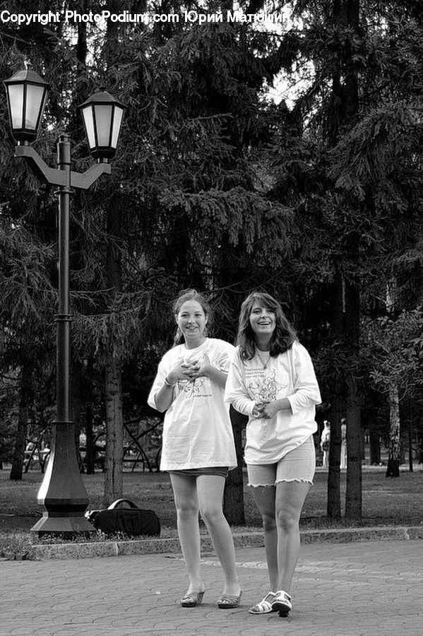 Human, People, Person, Lamp Post, Pole, Female, Shorts