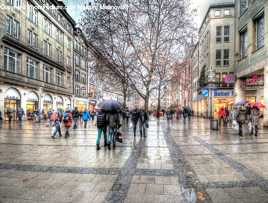 Road, Street, Town, Pedestrian, Person, City, Downtown
