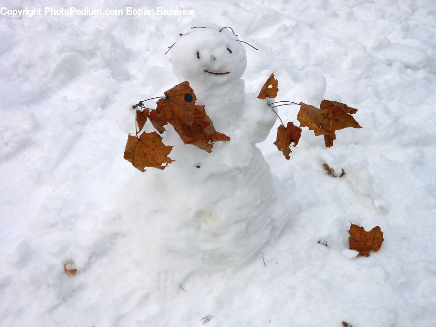Ice, Snow, Snowman, Winter, Paper, Maple, Maple Leaf