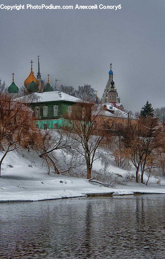 Ice, Outdoors, Snow, Architecture, Church, Worship, Spire