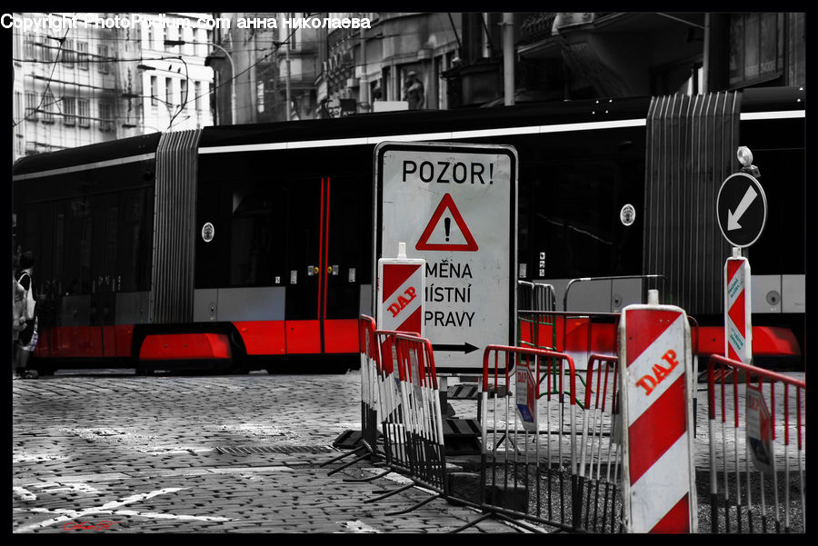 Train, Vehicle, Asphalt, Tarmac, Logo, Trademark, City