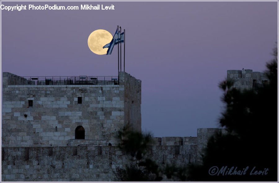 Astronomy, Full Moon, Night, Architecture, Bell Tower, Clock Tower, Tower