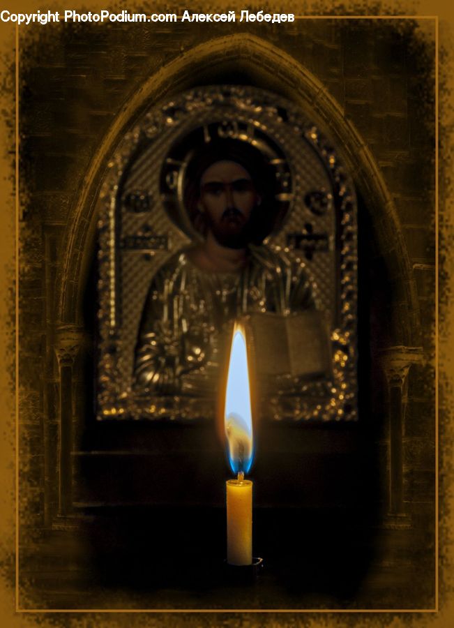 People, Person, Human, Fire, Candle, Crypt, Light Fixture