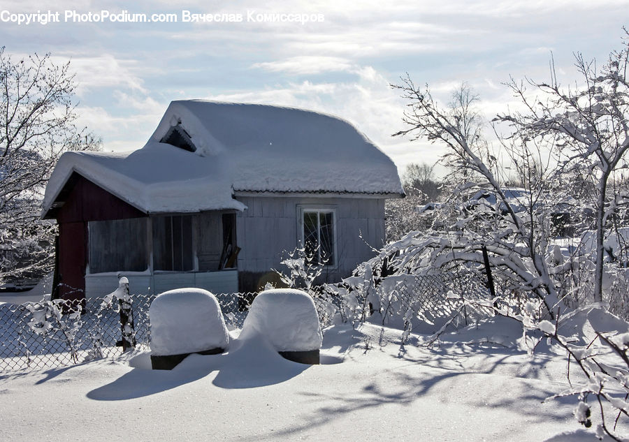 Ice, Outdoors, Snow, Building, Cottage, Housing, Outhouse