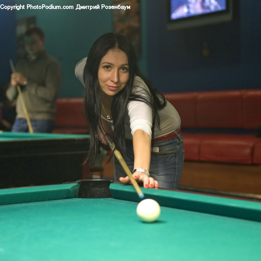 Billiard Room, Furniture, Pool Table, Table, Human, People, Person