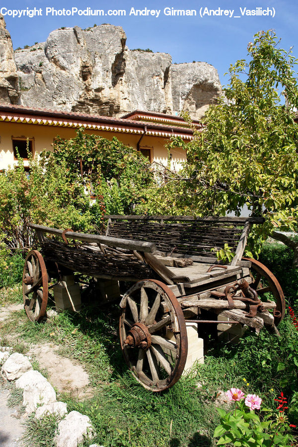 Car, Wagon, Building, Cottage, Housing, Carriage, Horse Cart
