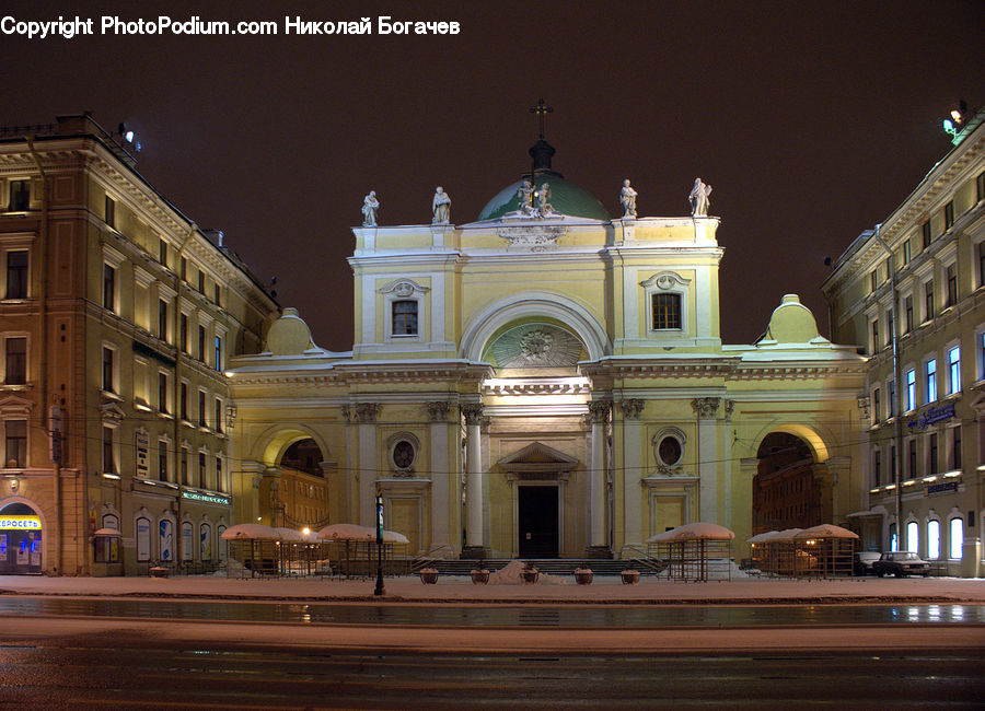 Architecture, Downtown, Plaza, Town Square, Castle, Mansion, Palace
