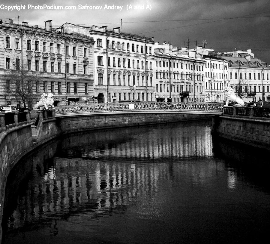 Bridge, Canal, Outdoors, River, Water, City, Downtown