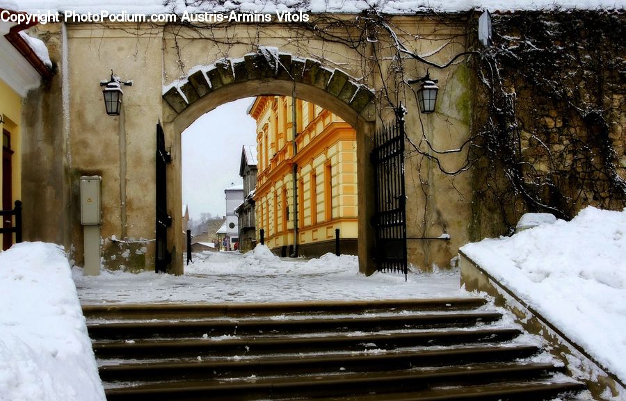 Ice, Outdoors, Snow, Arch, Gate, Downtown, Neighborhood